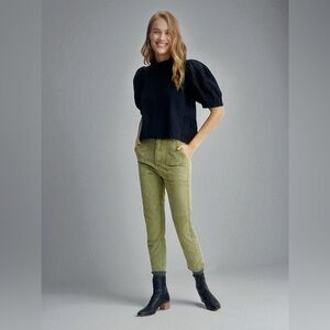 Anthropologie Othilia Idina Black Babydoll Ruffle gothicPuff Sleeve Eyelet Top S